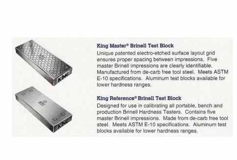 Bloques de Prueba y Accesorios Brinell de King Tester